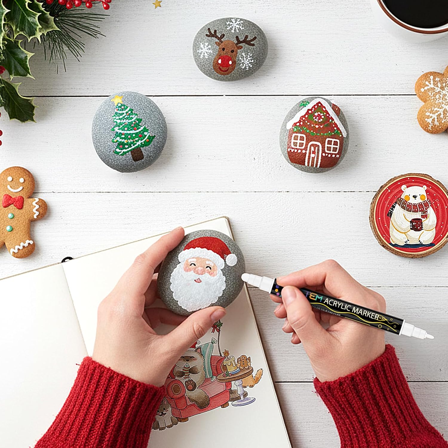 Betem 36 Colors Dual Tip Acrylic Paint Pens Markers, Premium Acrylic Paint Markers Stocking Stuffers for Rock, Wood, Fabric, Glass, Canvas, Ceramic, Christmas Gifts for Teens DIY Crafts Art Supplies